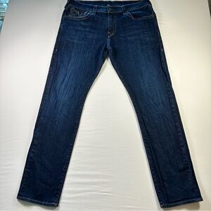 True Religion Geno Jeans 38x33 Dark Wash Relaxed Slim Stretch Denim Mens